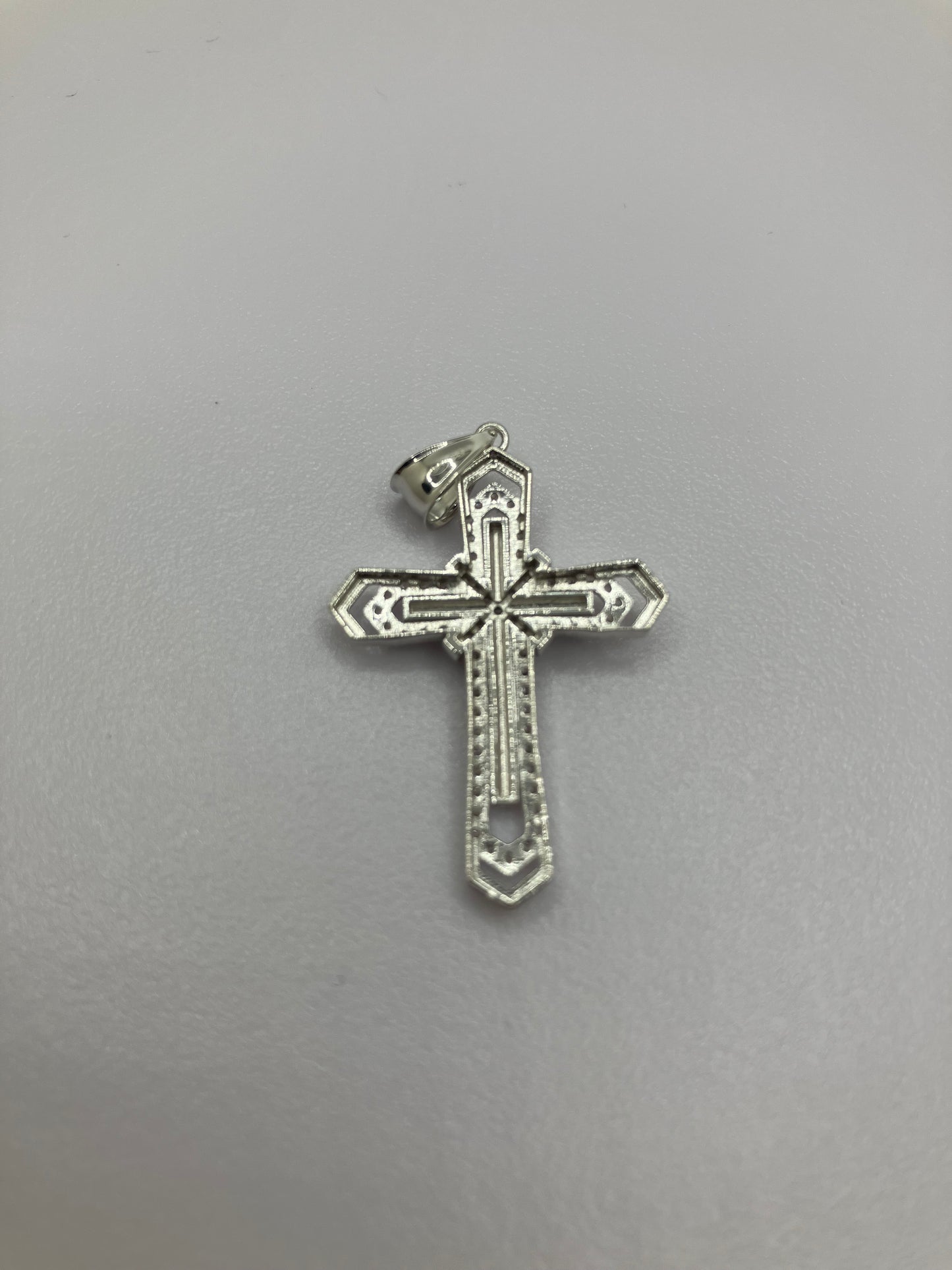 .925 Sterling Silver Cubic Zirconia Layered Cross Crucifix