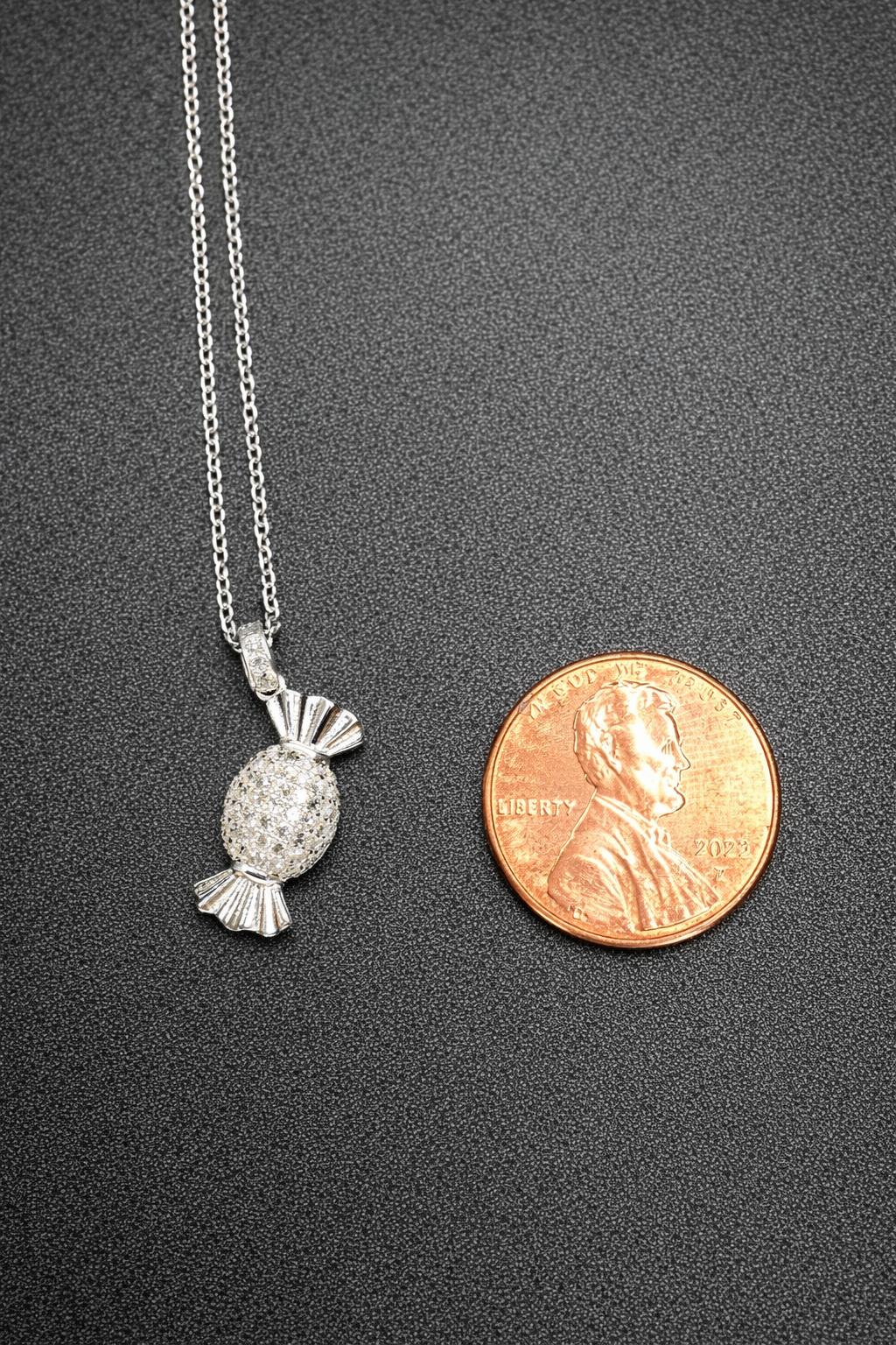 .925 Sterling Rhodium Plated Silver Candy Necklace with CZ