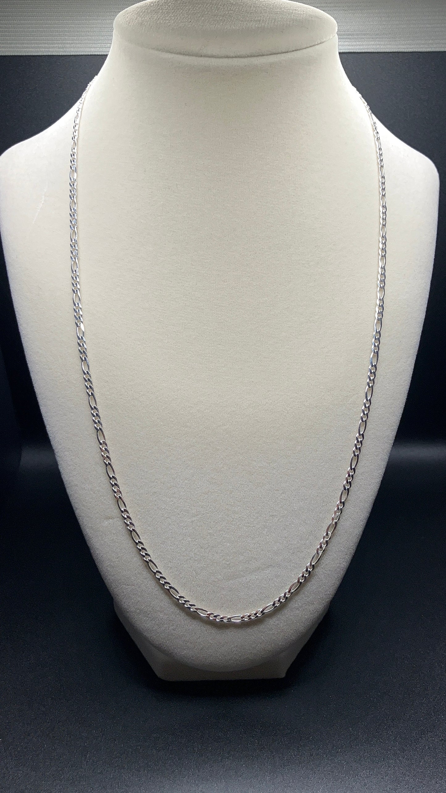 2.9MM .925 Sterling Silver Diamond Cut High Polished Figaro Chains Made In Italy