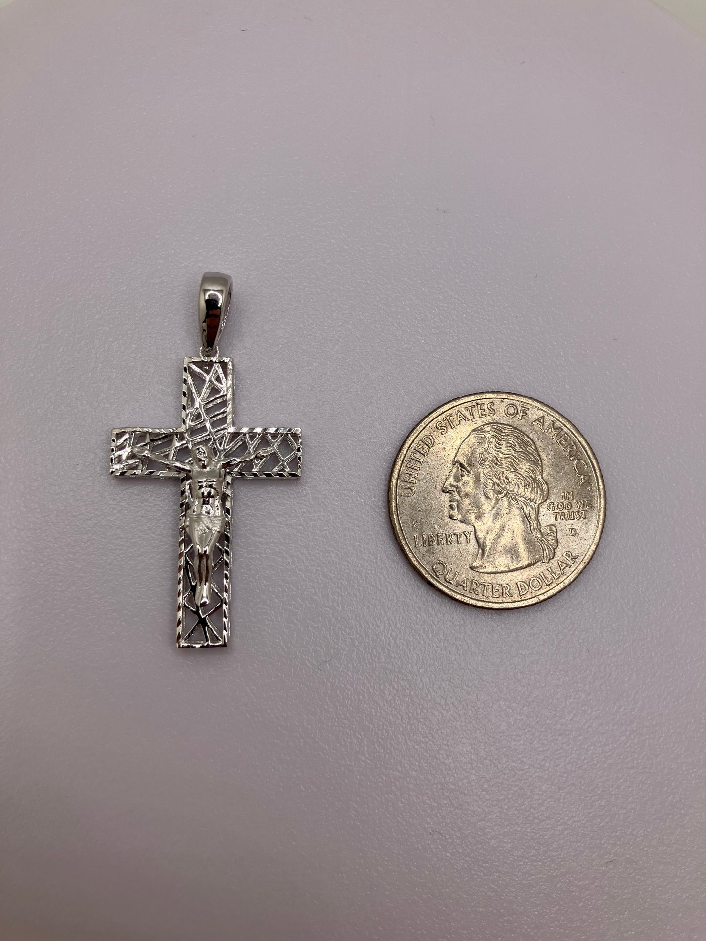 .925 Sterling Silver Crucifix Cross Hollow Pattern Design