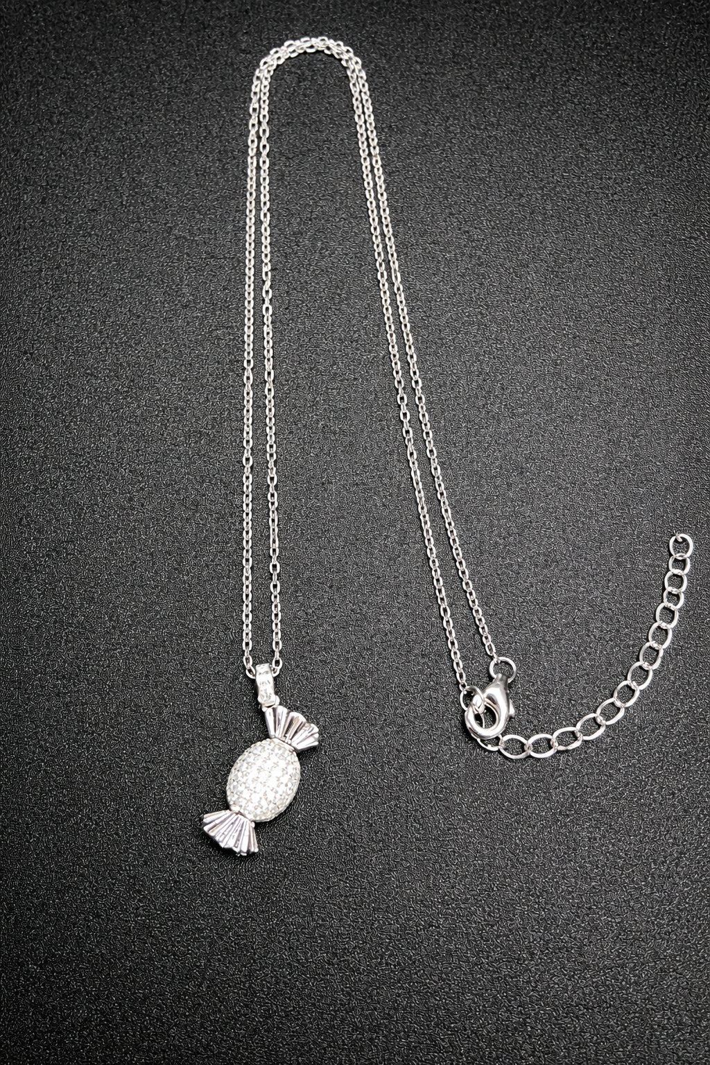 .925 Sterling Rhodium Plated Silver Candy Necklace with CZ
