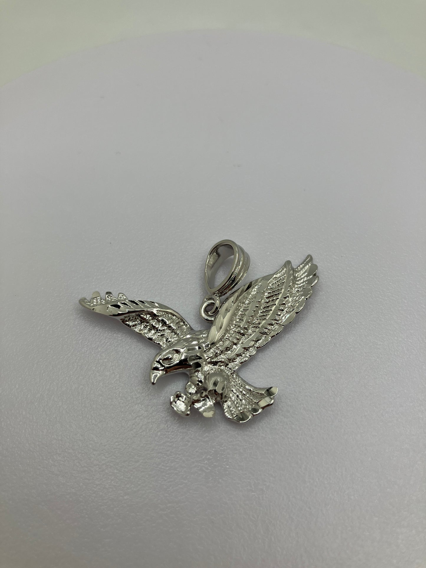 .925 Sterling Silver Diamond Cut Eagle Pendant