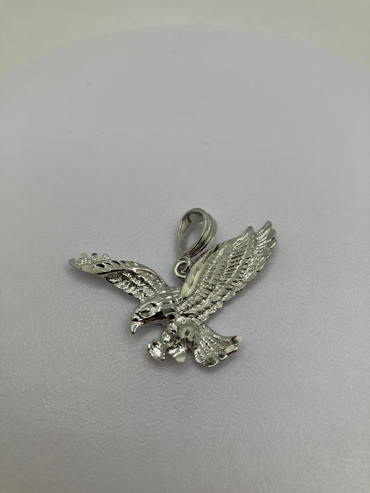 .925 Sterling Silver Diamond Cut Eagle Pendant