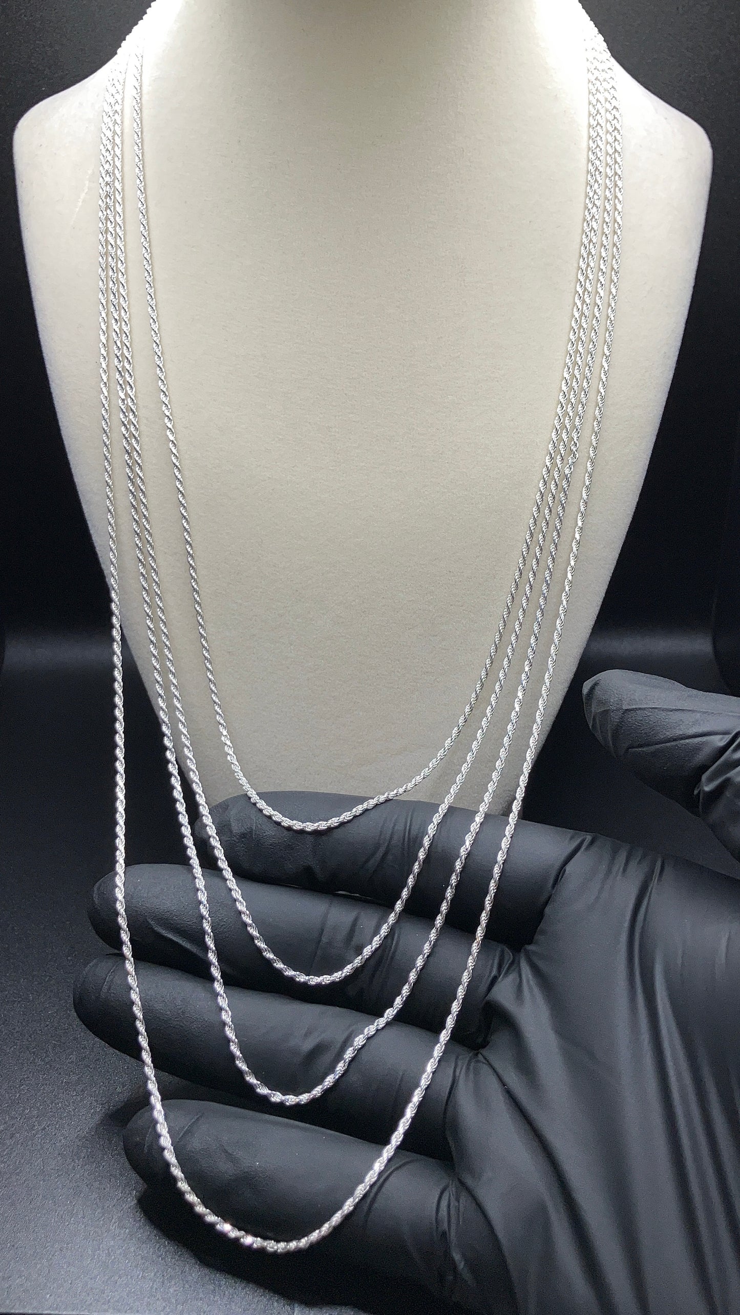 1.7MM .925 Sterling Silver Diamond Cut Rope Chain Made in Italy