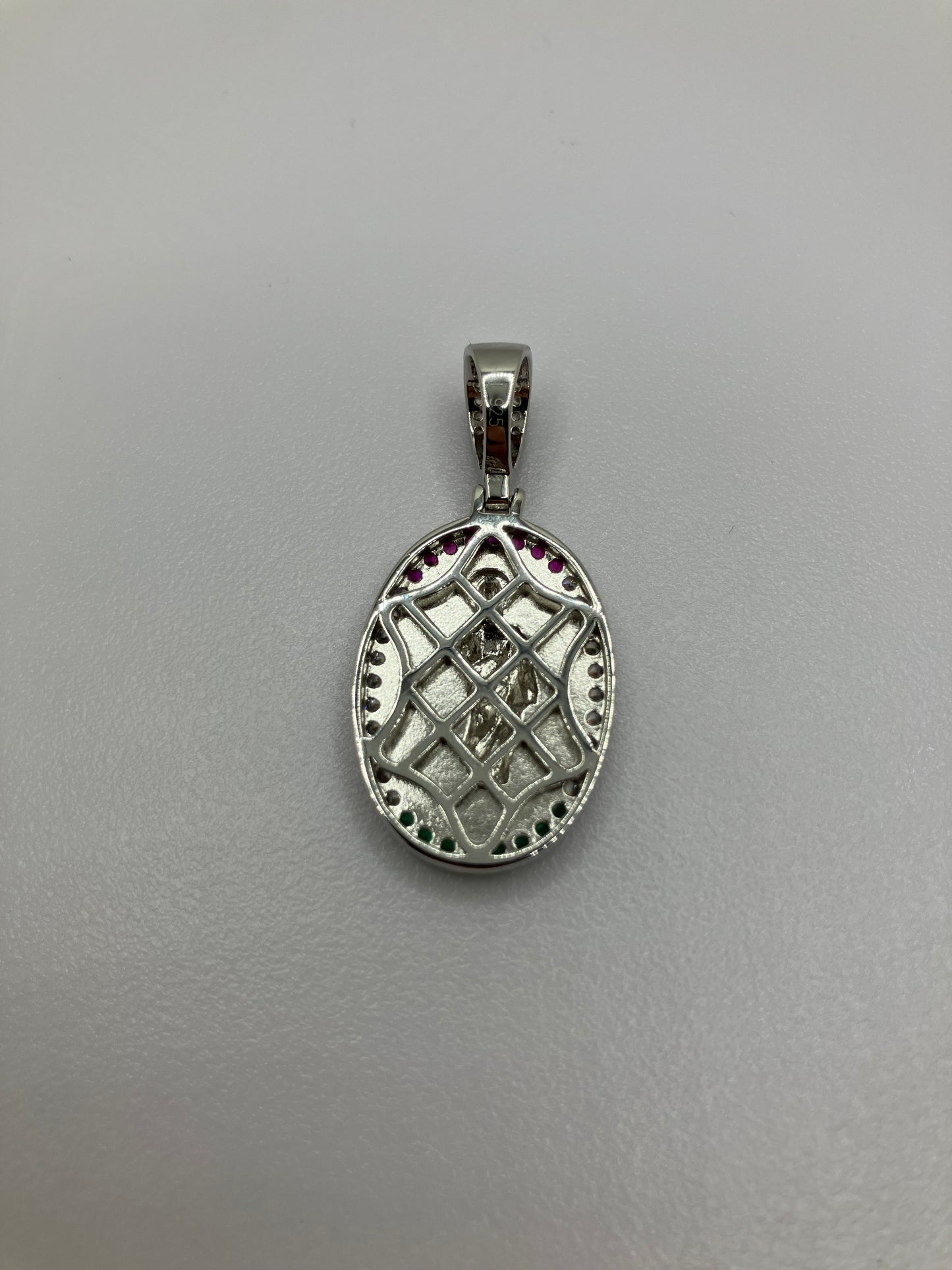 .925 Sterling Silver Oval Saint Jude CZ Pendant