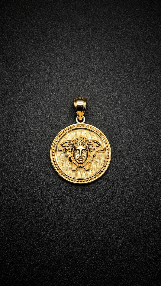 10K Yellow Gold Medusa Pendant