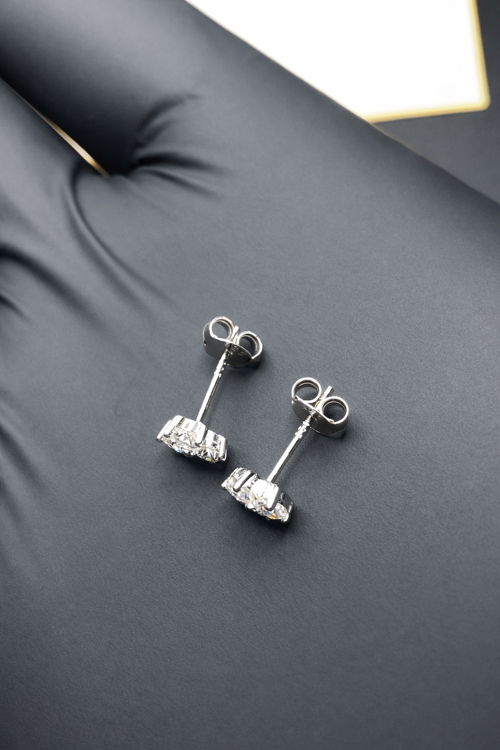 .925 Sterling Silver Moissanite Three Stone Flower 8.6mm Stud Earrings 0.6ct D Grade