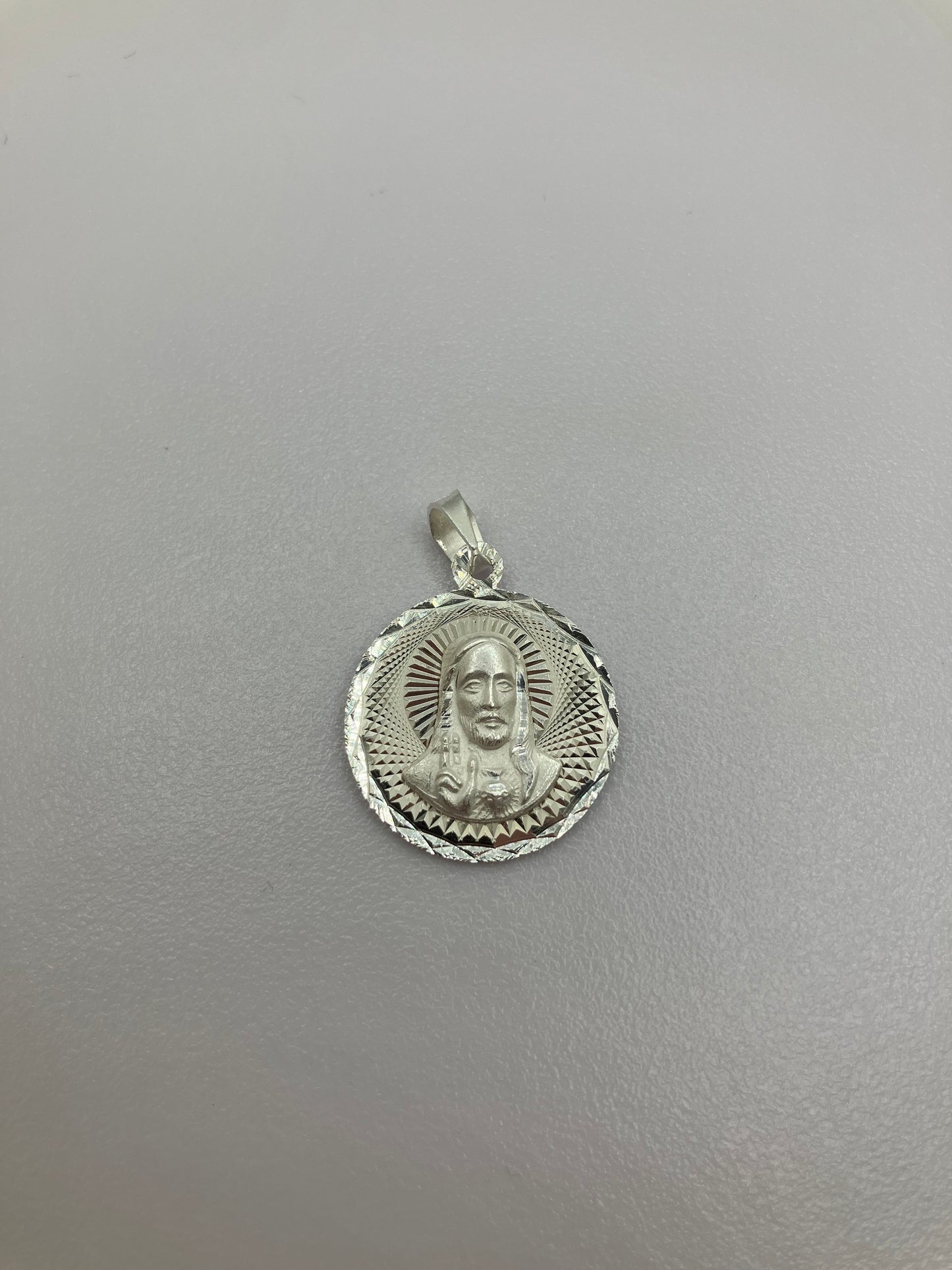 .925 Sterling Silver Diamond Cut Jesus Pendant