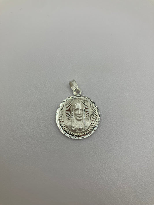 .925 Sterling Silver Diamond Cut Jesus Pendant