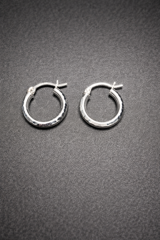 .925 Sterling Silver Diamond Cut Hoop Earrings 3mm Wide