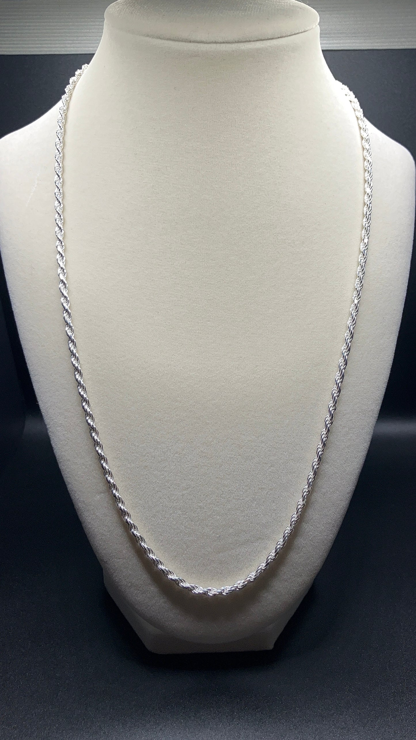 2.8MM .925 Sterling Silver Rope Chain High Polished Made In Italy