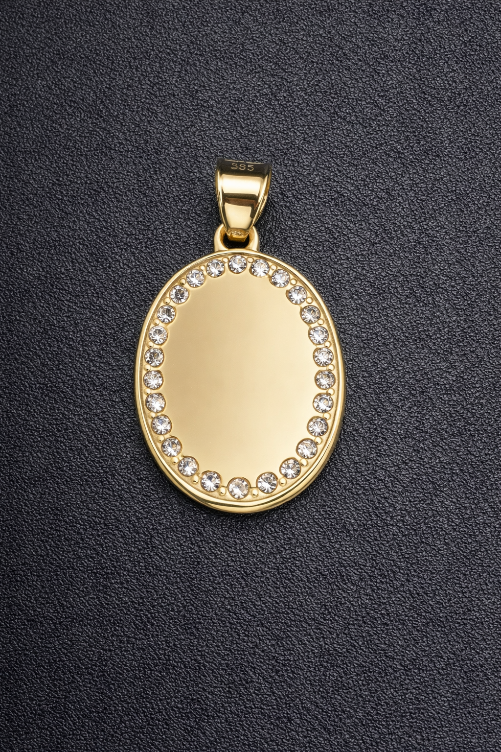 14 Karat Yellow Gold Oval Diamond Cut 20 Stone CZ Guadalupe Pendant