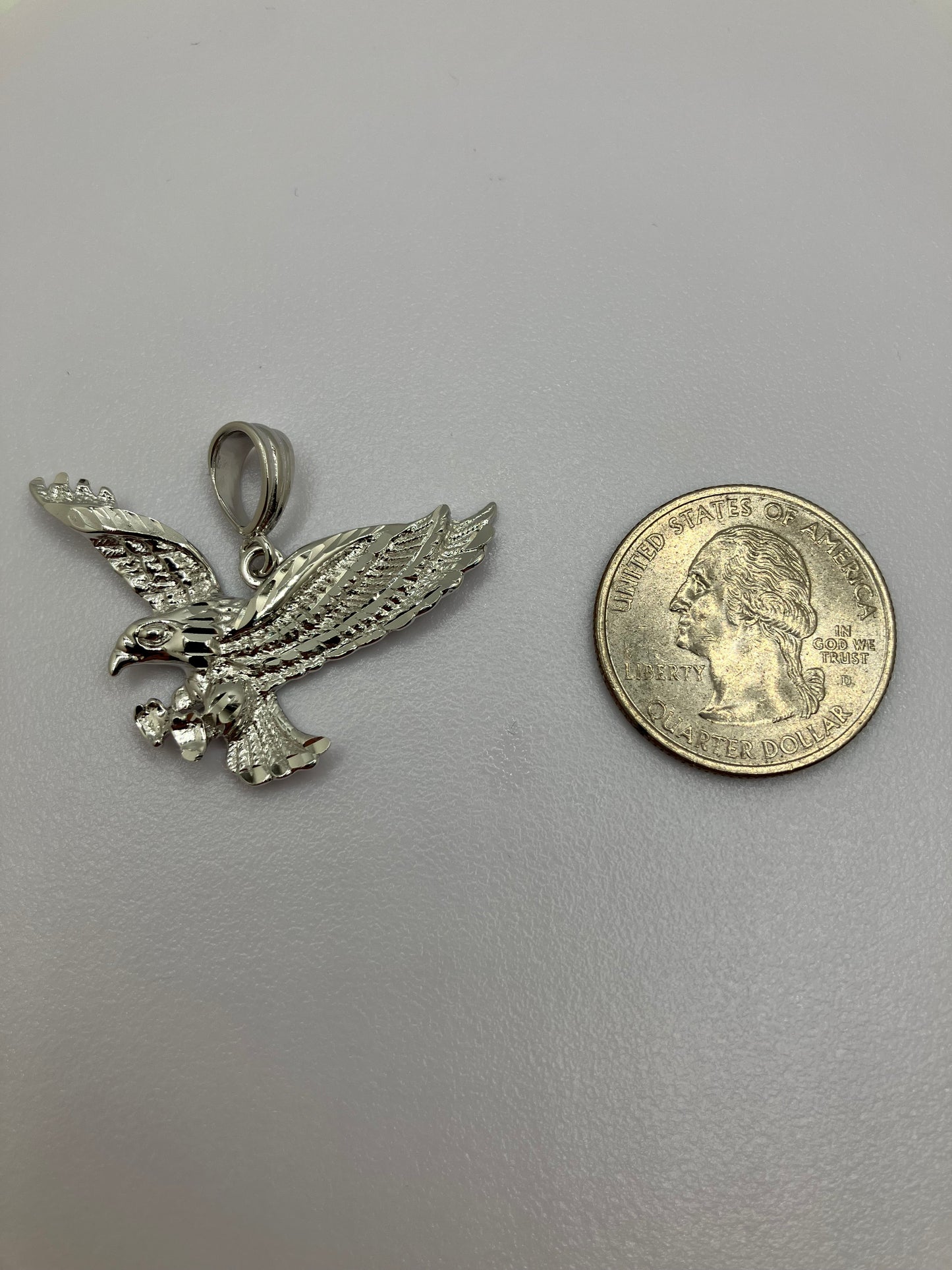 .925 Sterling Silver Diamond Cut Eagle Pendant