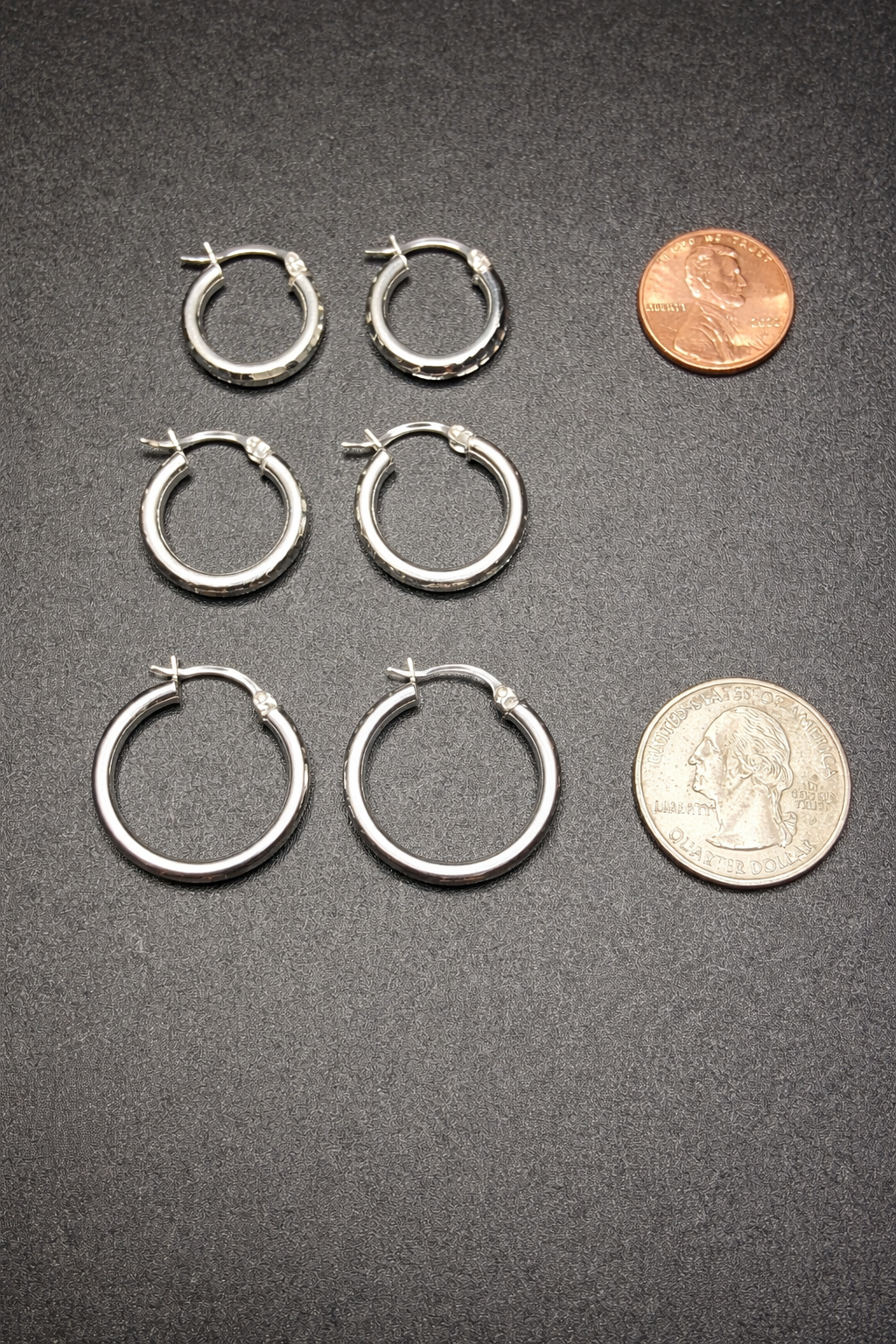 .925 Sterling Silver Diamond Cut Hoop Earrings 3mm Wide