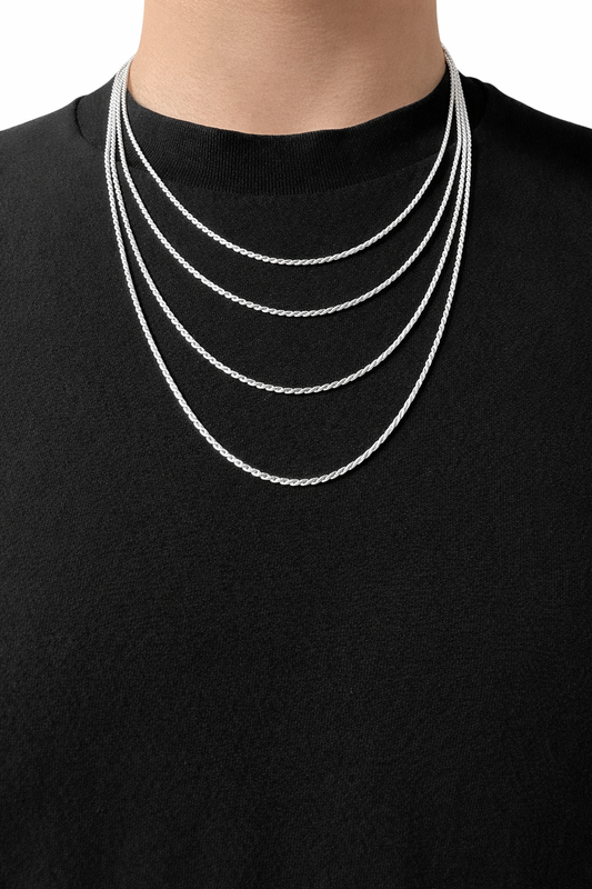 1.7MM .925 Sterling Silver Diamond Cut Rope Chain Made in Italy