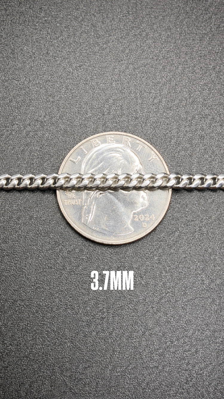 .925 Sterling Silver High Polish Miami Cuban 120 Bracelet 3.7mm