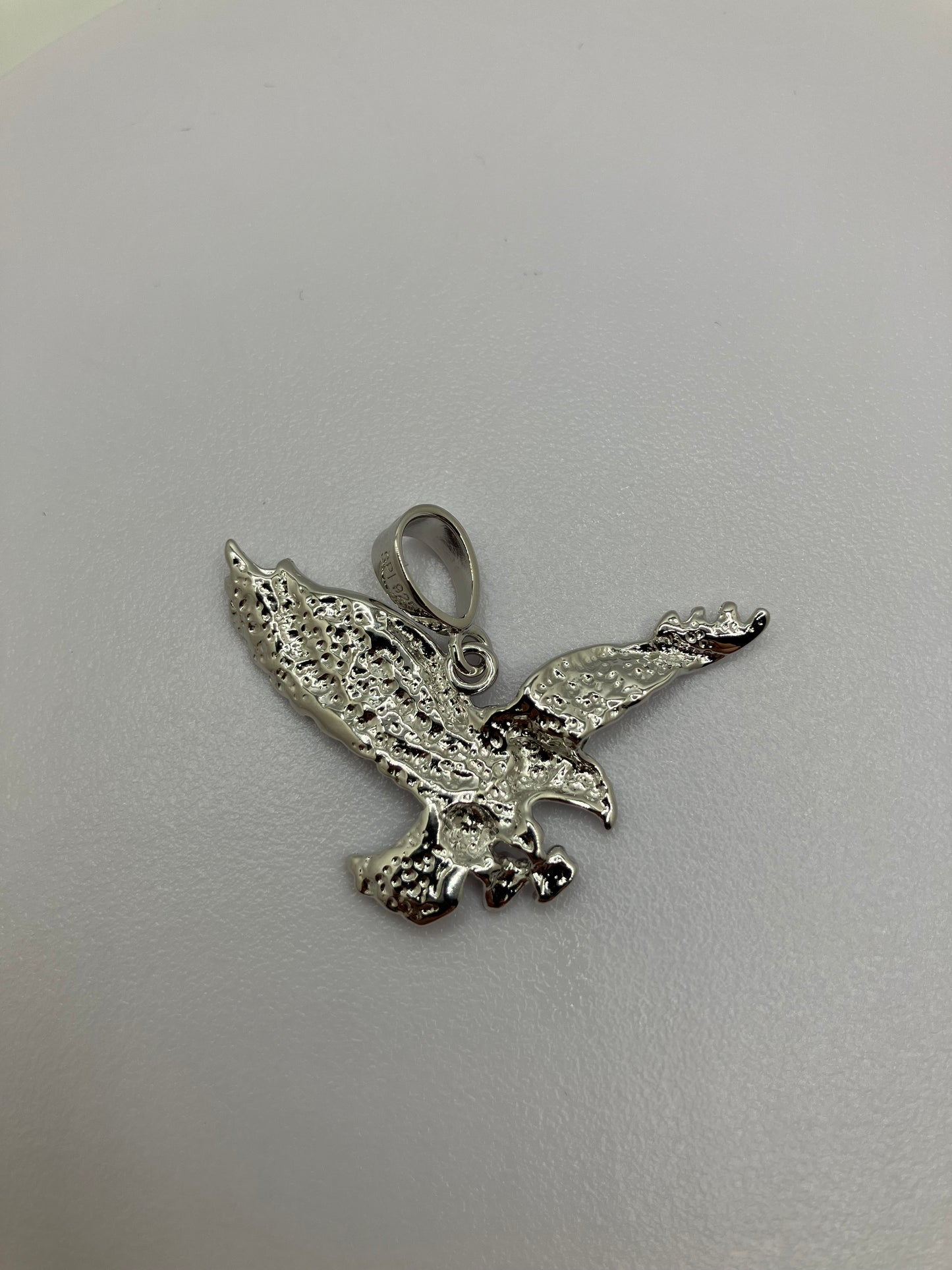 .925 Sterling Silver Diamond Cut Eagle Pendant