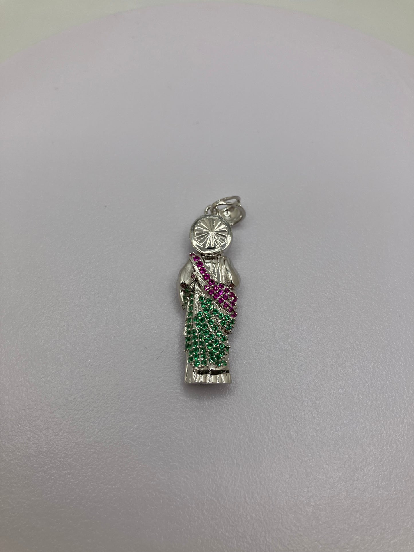 .925 Sterling Silver Multicolor CZ Saint Jude Pendant