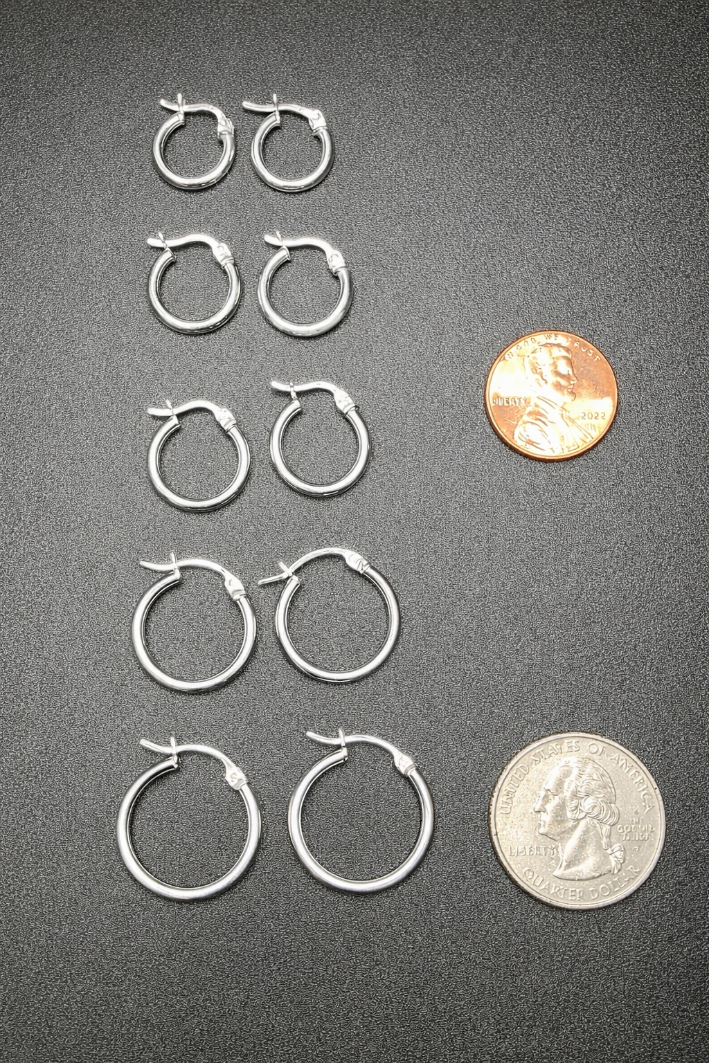 .925 Sterling Silver Plain Hoop Earrings 2mm