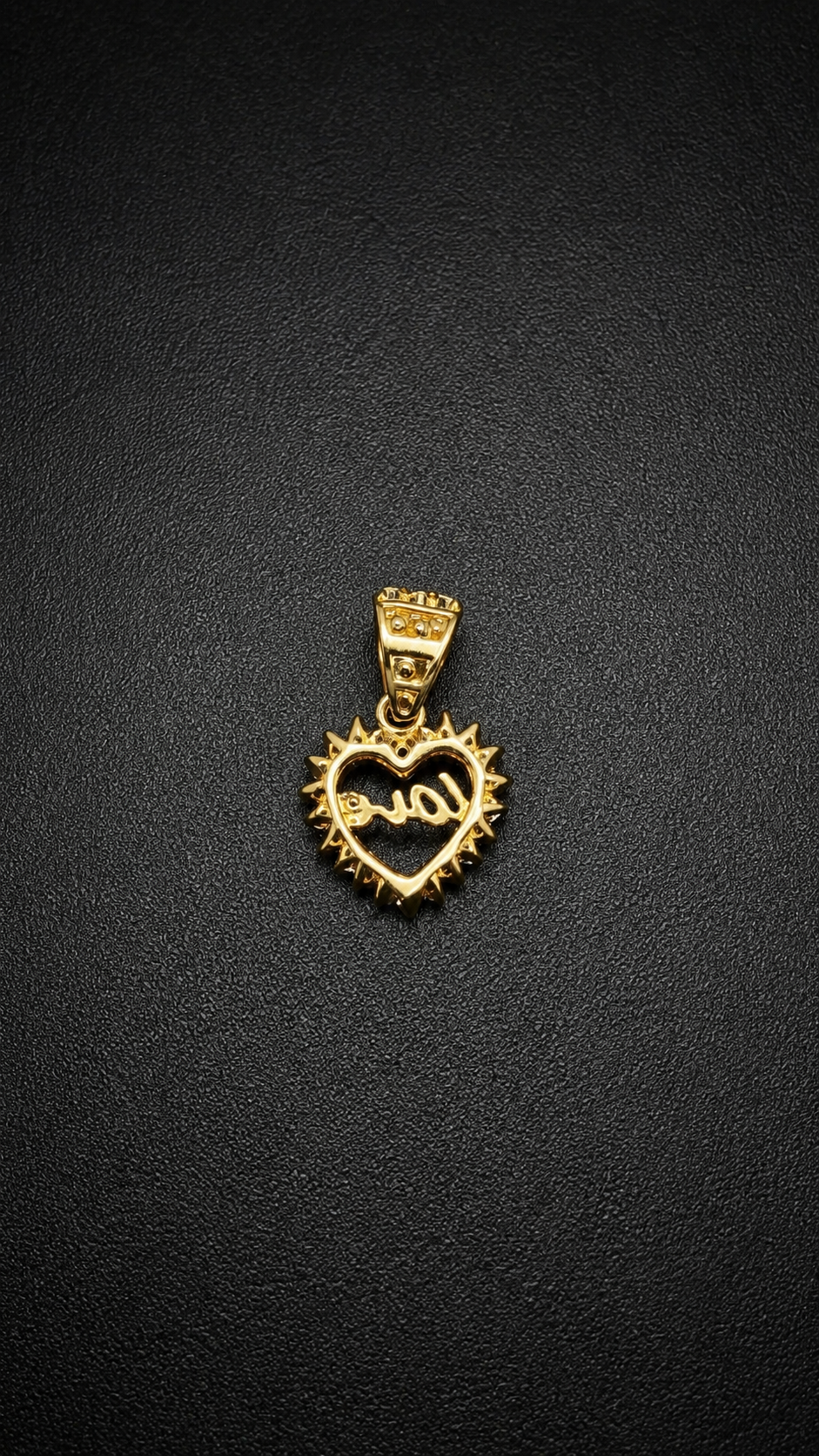 10K Yellow Gold Heart Love Pendant CZ Encrusted