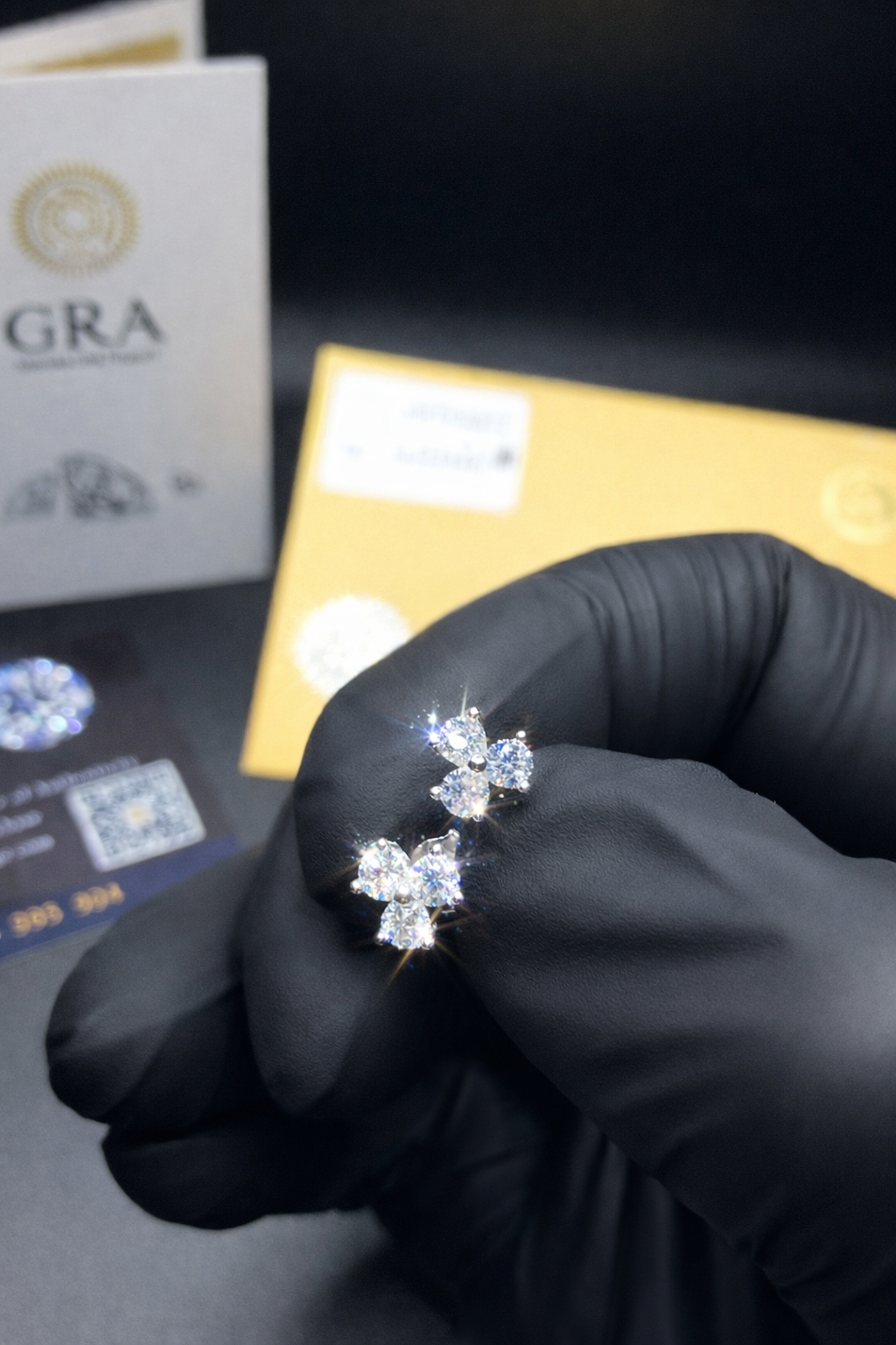 .925 Sterling Silver Moissanite Three Stone Flower 8.6mm Stud Earrings 0.6ct D Grade