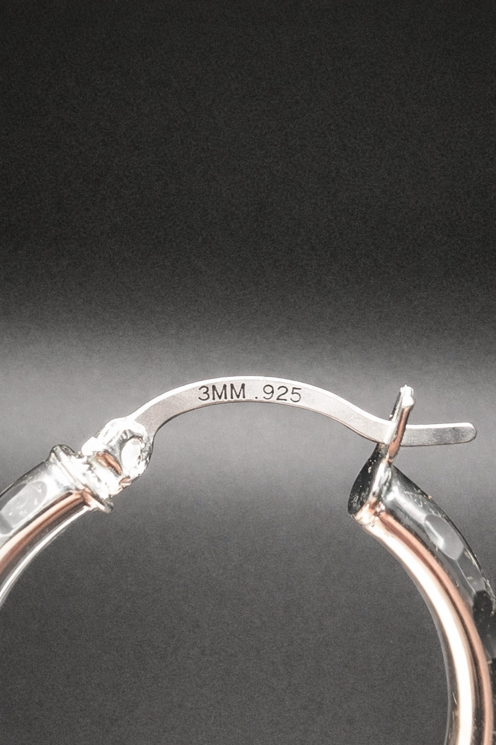 .925 Sterling Silver Diamond Cut Hoop Earrings 3mm Wide