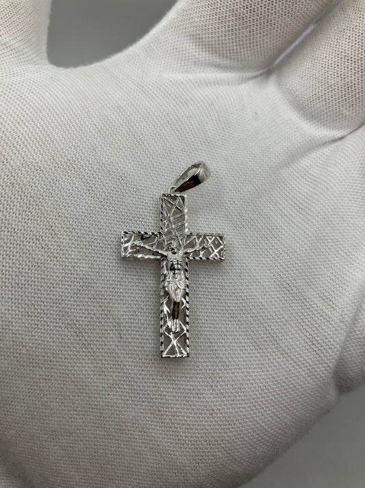 .925 Sterling Silver Crucifix Cross Hollow Pattern Design