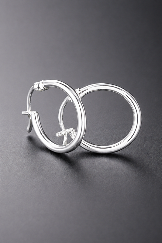 .925 Sterling Silver Plain Hoop Earrings 2mm