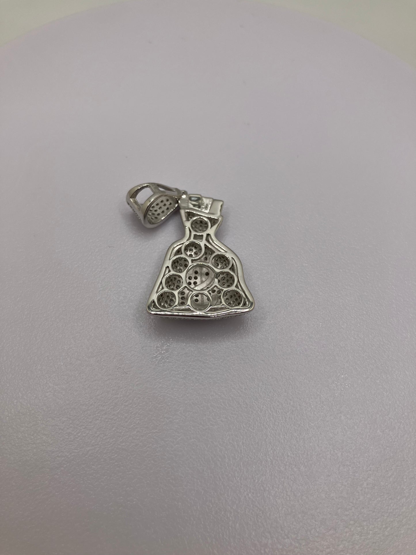 .925 Sterling Silver CZ Money Bag Pendant