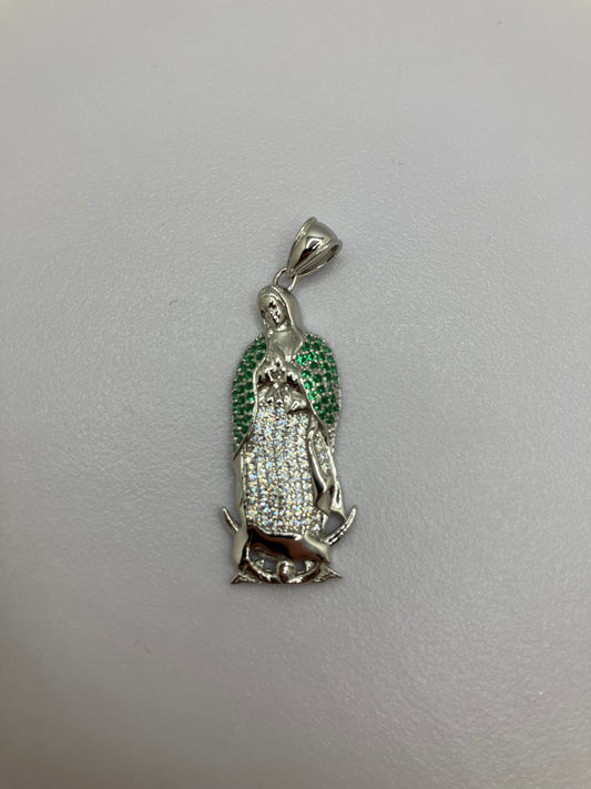 .925 Sterling Silver Virgin Mary CZ Pendant