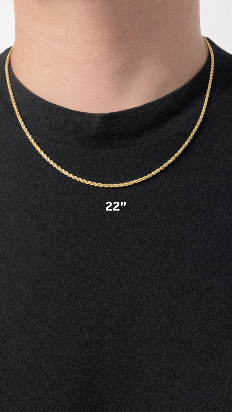 14K Yellow Gold Lightweight 2MM Rope Chains - Made In New York