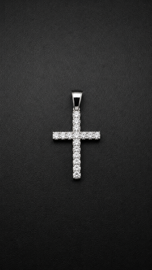 .925 Sterling Silver GRA Certified Moissanite Cross Pendant