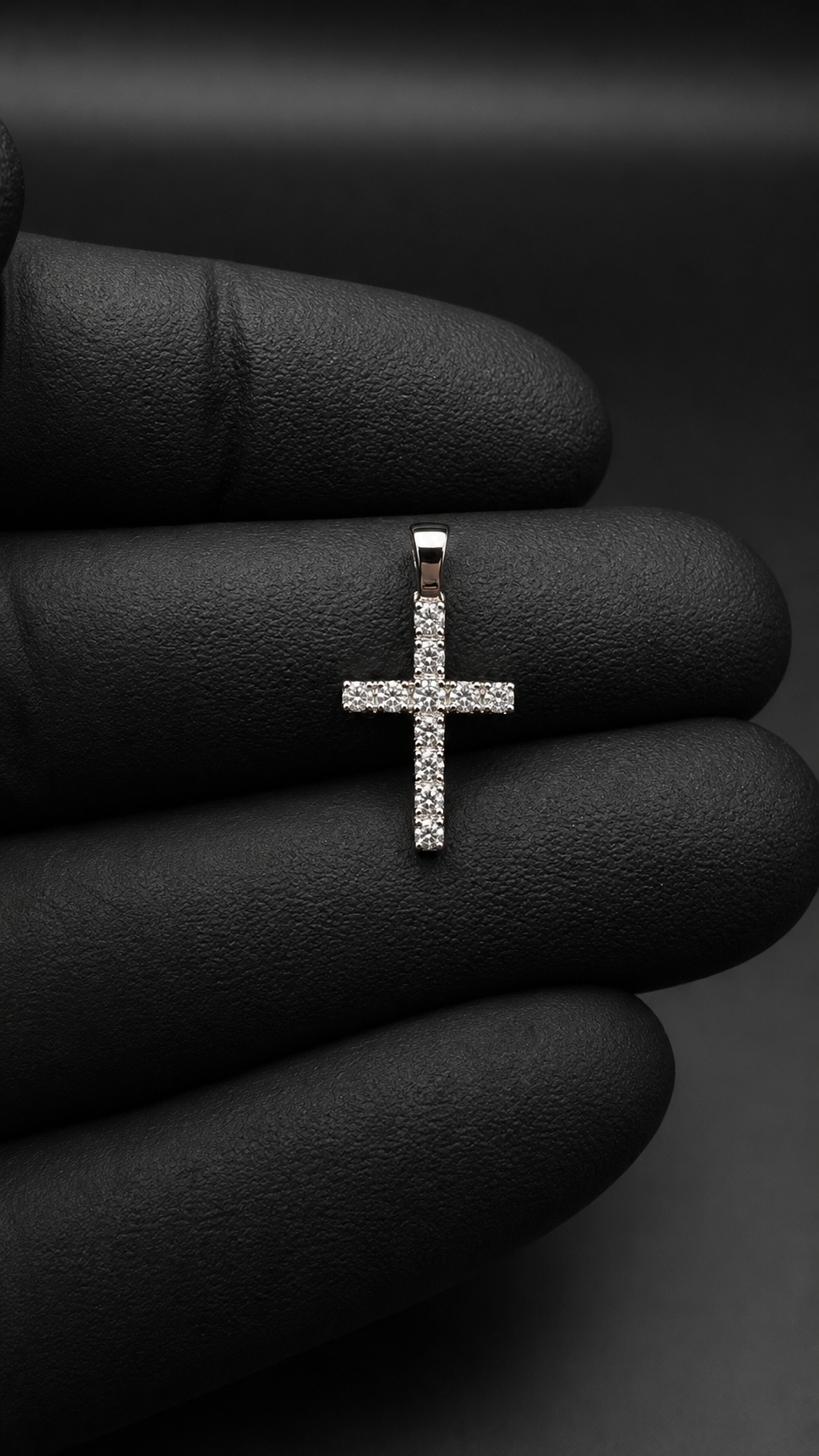.925 Sterling Silver GRA Certified Moissanite Cross Pendant