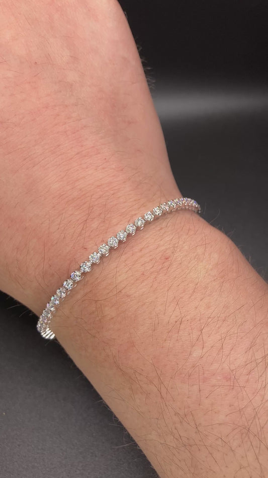 .925 Sterling Silver Rhodium Plated Round Moissanite 2.25mm Tennis Bracelet